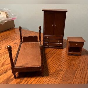 Vintage Dollhouse Wood Bedroom Set by Chadwick